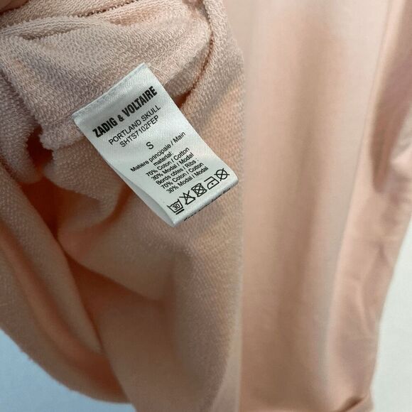 Zadig & Voltaire Pink Portland Skull Graphic Oversized T-Shirt Womens Size Small - Picture 4 of 6